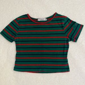 Green Striped Crop Top M 💚❤️💚❤️